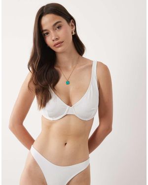 ASOS Fuller Bust Maya Marina Del Rey High Apex Plunge Underwired Bikini Top - White