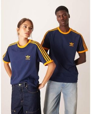 adidas Originals T-Shirt E Arancione Con 3 Strisce - Blu