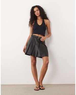 Barneys Originals Real Leather Tennis Skirt - Natural