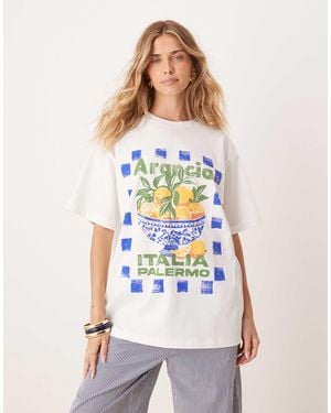 ASOS Oversized T-shirt With Arancia Orange Fruit Graphic - White