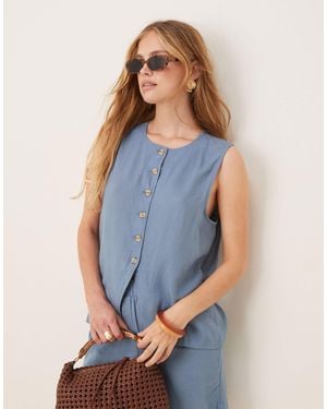 Vila Button Front Waistcoat Co-ord - Blue