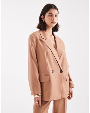 Vero Moda Double Breasted Herringbone Co-Ord Blazer - Natural
