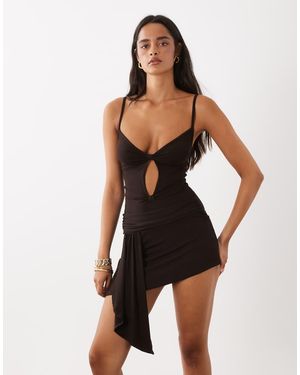 Motel Vestido Mini Asimétrico Ginny En - Negro