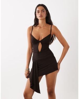 Motel Ginny Asymmetrische Mini Jurk - Zwart