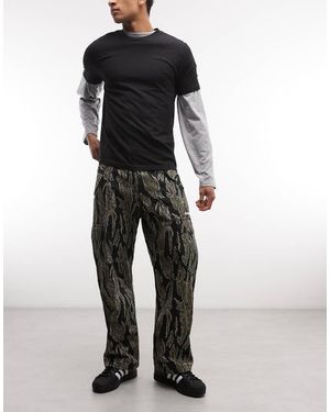 X-Large Pantalones Verde Cargo De Tejido Antidesgarros Con Etiqueta - Negro