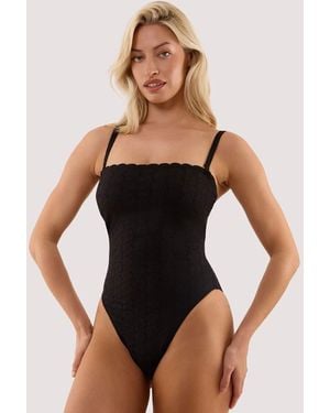 Peek & Beau Nikki Broderie Scallop Bandeau Swimsuit - Black
