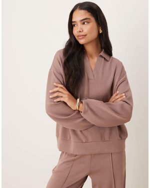 ASOS Soft Touch Cupro Rugby Sweatshirt - Brown