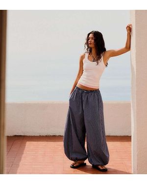 Bershka Petite Poplin Bloomer Trousers - Blue