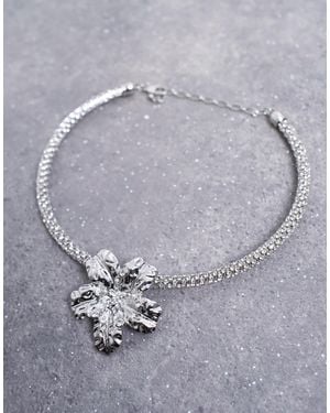 TOPSHOP Maeve Floral Diamante Necklace - Blue