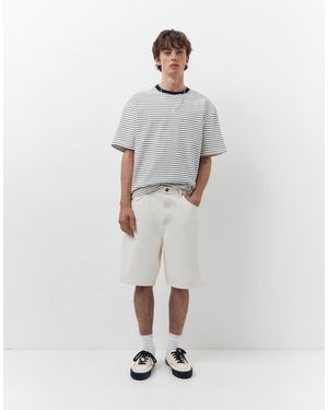 Pull&Bear Baggy Denim Bermuda Shorts - White