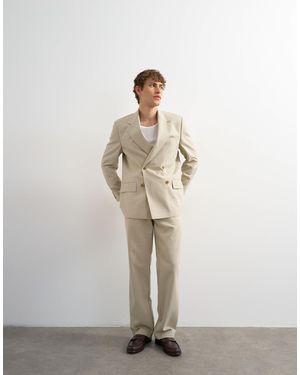 TOPMAN Relaxed Fit Double Breasted Stripe Blazer - White