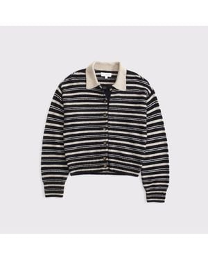 Abercrombie & Fitch Merino Wool-Blend Collared Cardigan - White