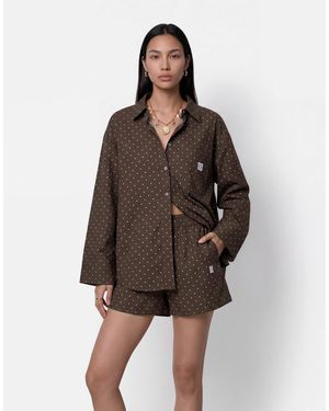 Noisy May Oversized Shirt Co-ord - Brown