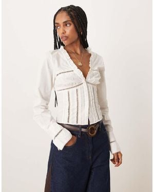 Free People Frankie Corset Long Sleeve Top - White