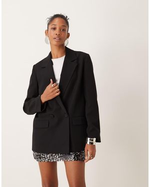 New Look Double Breasted Oversized Blazer - Black