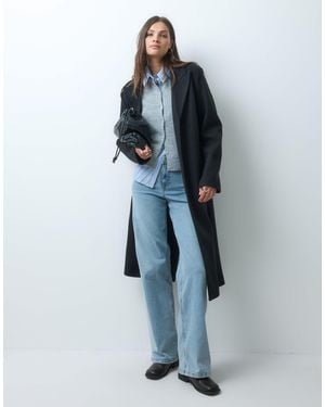 ASOS Asos Design Tall Single Breasted Chuck On Overcoat - Blue