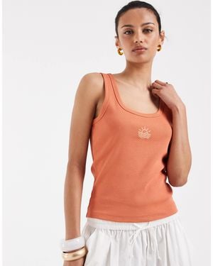 Vero Moda – geripptes trägertop - Orange