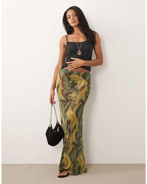 ASOS Sheer Mesh Maxi Skirt - Natural