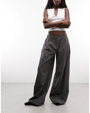 Weekday Super Wide Leg Pleated Pants - Gray