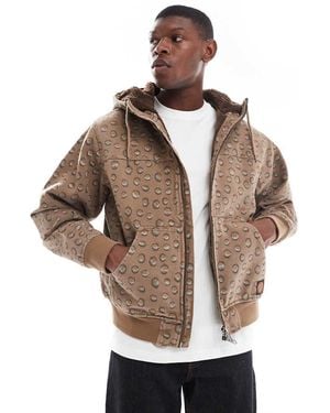 Santa Cruz Regular Fit Two Way Zip Hooded Jacket With Sherpa Lining - Natural