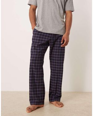 ARKET Pantalones De Pijama Azul Marino A Cuadros De Franela De Algodón Puro De - Multicolor