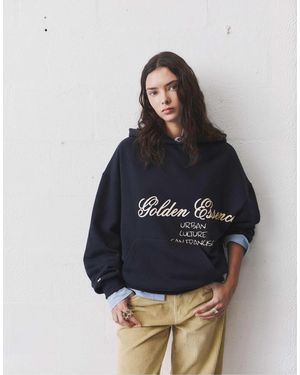 Pull&Bear Sweat à capuche avec inscription « golden essence » - Bleu