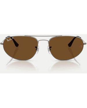 Ray-Ban Irregular Polarised Sunglasses With Lens - Natural