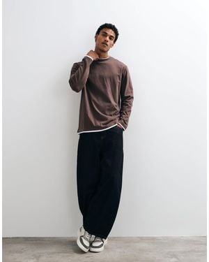 Threadbare Long Sleeve Cotton Relaxed Fit T-shirt - Blue