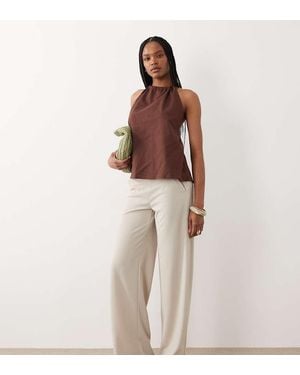 JDY Tall Wide Leg Tailored Trousers - Brown