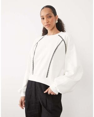 ASOS Lace Trim Sweatshirt - White