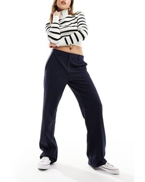 Stradivarius Str Mid Rise Tailored Straight Trouser - Blue
