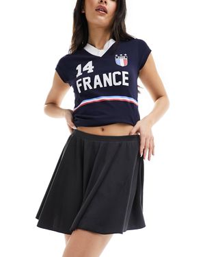 Monki Super Soft Cupro Mini A-Line Skirt - Blue