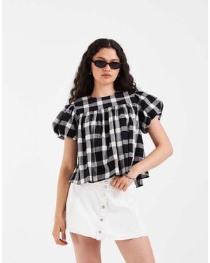 ASOS Babydoll Puff Sleeve Smock Top - White
