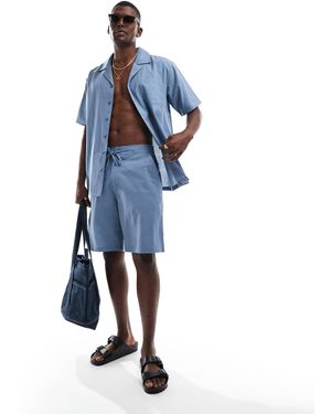 Sol Beach Linen Beach Shorts - Blue