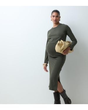 Mama.licious Mamalicious Maternity Set Van Jersey Top Met Lange Mouwen En Midi-Rok - Groen