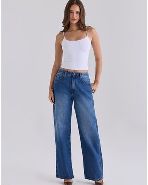 House Of Cb The Slim Boyfriend Medium Wash Straight-Leg Jeans - Blue