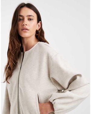 Vero Moda Cazadora Bomber Texturizada Sin Cuello En Crema Jaspeado-Blanco - Neutro