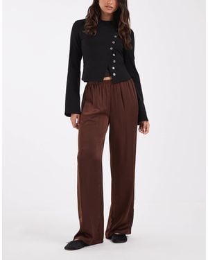 Vero Moda Strukturierte wide-leg-hose zum schlupfen - Braun
