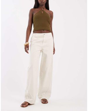 ASOS Vaqueros Blanco Hueso De Pernera Barrel Sin Cinturilla - Neutro