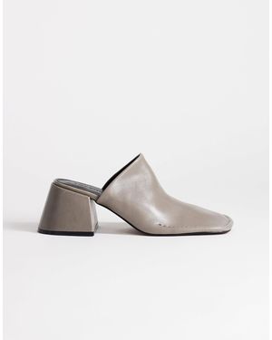 TOPSHOP Alberto Real Leather Wide Block Heel Mules - White