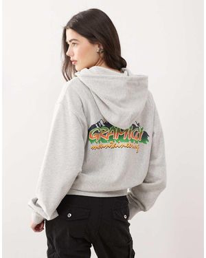 Gramicci Sudadera Con Capucha, Estampado Gráfico Y Cremallera Mountaineering De - Neutro