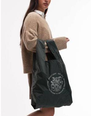 ARKET Cafe Unisex Printed Tote Shopper Bag - Green