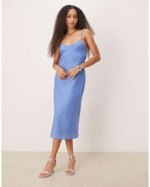 Motel Elayna Chiffon Stripe Midi Dress - Blue