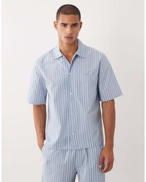 ARKET Co-ord Pure Cotton Lounge Shirt - Blue