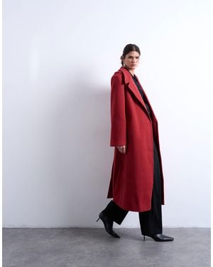 TOPSHOP Dropped Belt Longline Formal Coat - Red