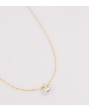 Lovisa Plated Sterling Pearl Cubic Zirconia Necklace - Natural