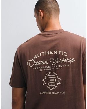Threadbare T-shirt coupe relaxed avec imprimé au dos en foncé - Marron