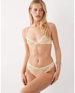 ASOS Stevie Lace Brazilian Briefs With Contrast Trims - Natural