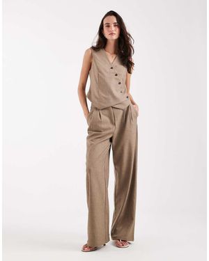 Pieces Wide Leg Tailored Trouser Co-Ord - Natural