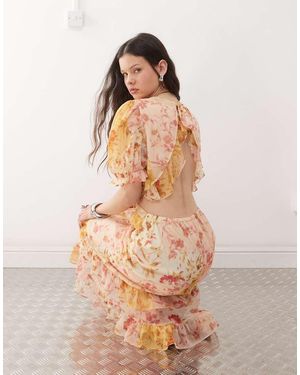 Reclaimed Vintage Maxi Dress With Cutout Detail - Natural